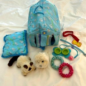 American Girl Doll Pet Carrier with Dog and Cat and Accessories